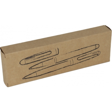 Logo trade promotional giveaways image of: Wooden writing set ballpen and roller INDIANAPOLIS