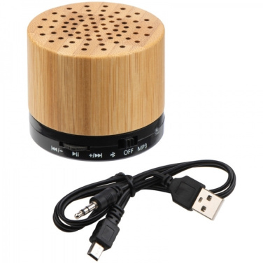 Logo trade promotional merchandise photo of: Bamboo bluetooth speaker FLEEDWOOD