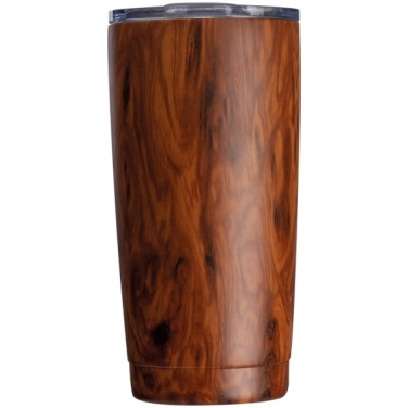 Logo trade corporate gifts image of: Stainless steel mug with wooden look COSTA RICA 550 ml
