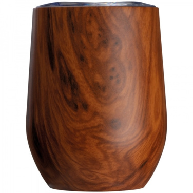 Logo trade promotional items image of: Stainless steel mug with wooden look BRIGHTON 380 ml
