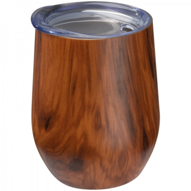 Logo trade promotional gifts picture of: Stainless steel mug with wooden look BRIGHTON 380 ml
