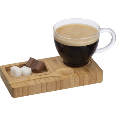 Logotrade promotional item picture of: Tray with cup and spoon FORMOSA 150 ml