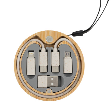 Logotrade promotional item image of: 4in1 cable in wooden case, LH-ZM01