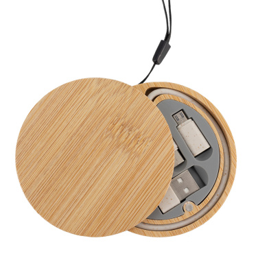 Logo trade advertising products picture of: 4in1 cable in wooden case, LH-ZM01