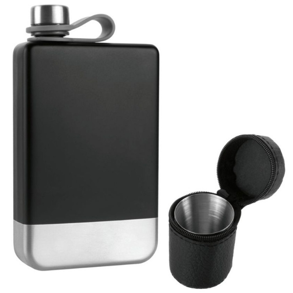 Logotrade advertising product image of: Hip flask set TAHAT Schwarzwolf