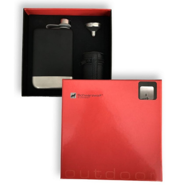 Logo trade advertising products picture of: Hip flask set TAHAT Schwarzwolf