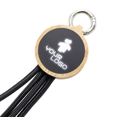 Logotrade corporate gift picture of: 4-in-1 cable with elighted logo in a wooden casing, LH-ZMU05