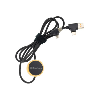 Logo trade advertising products image of: 4in1 long wooden cable with elighted logo for engraving