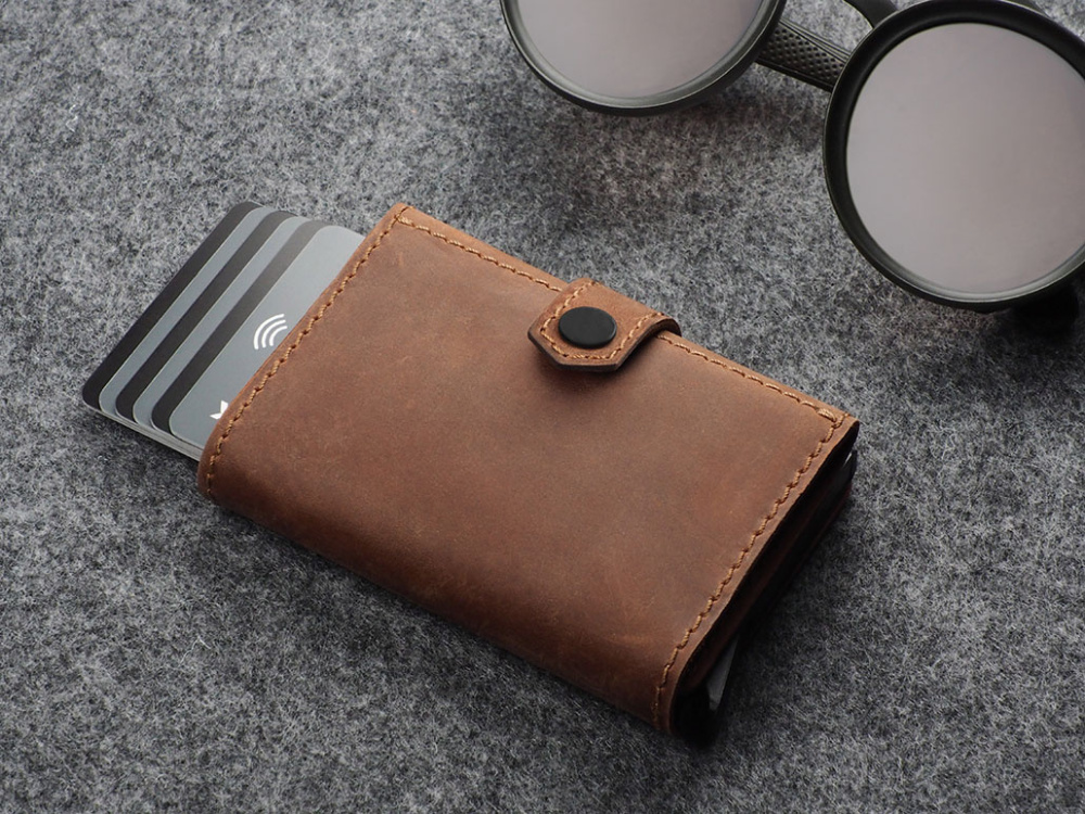 Logo trade promotional merchandise photo of: RFID wallet - Hunter Leather 2109284