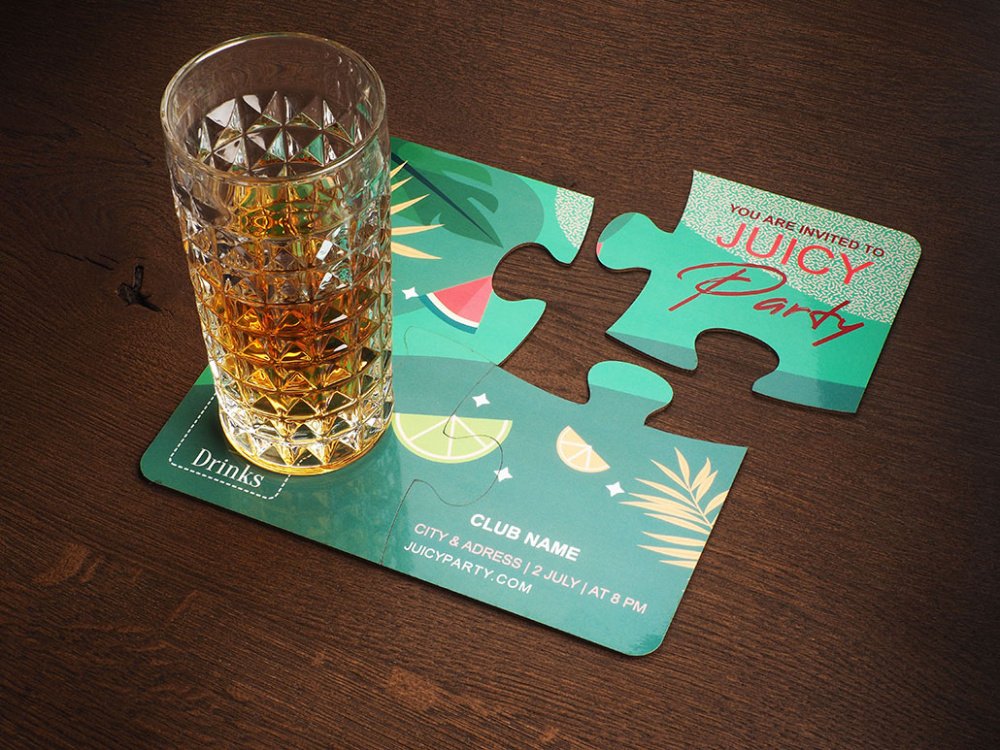 Logo trade promotional merchandise photo of: Set of 4 PUZZLE glass coasters 1835117