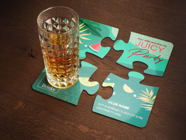 Logo trade promotional product photo of: Set of 4 PUZZLE glass coasters 1835117