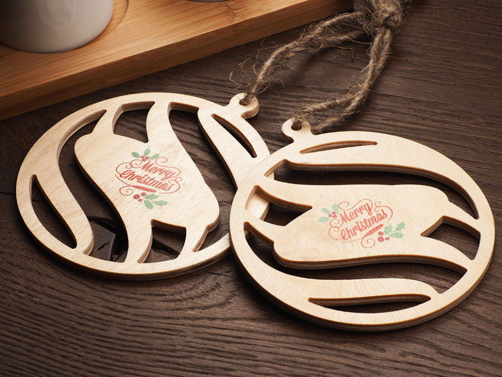 Logo trade promotional giveaways image of: Wooden Christmas Decoration 1856121