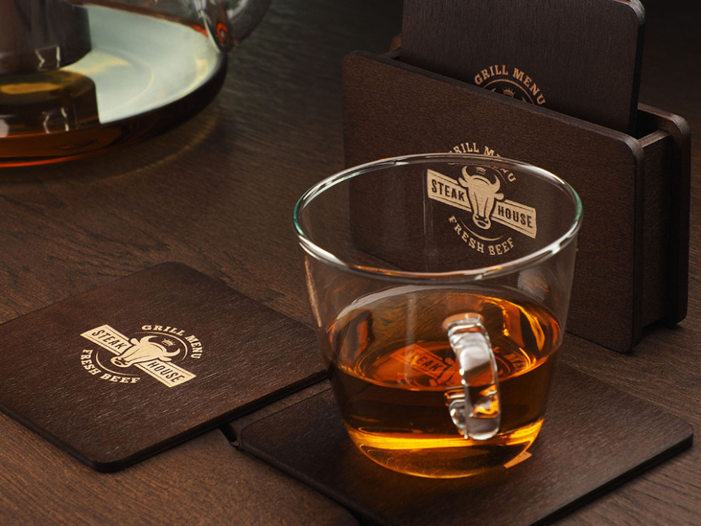 Logotrade advertising product image of: Wooden box with 4 coasters 1871121