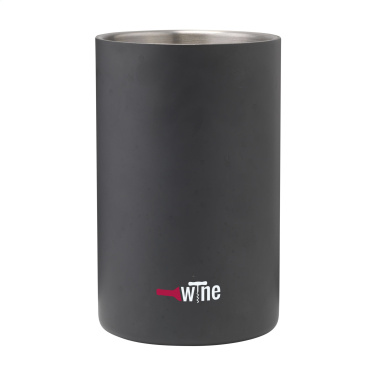 Logo trade corporate gifts image of: CoolSteel Black wine cooler