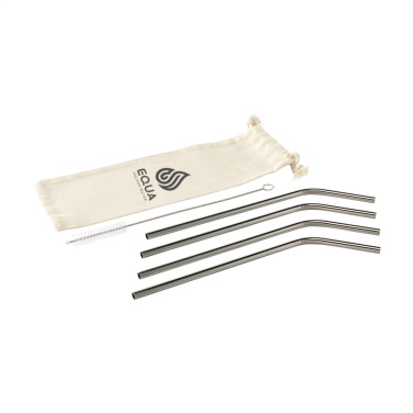Logotrade promotional items photo of: ECO RVS 4 pieces ECO Straw Set stainless-steel straws