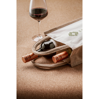 Logotrade promotional gift image of: Jute Canvas Double Wine Bag