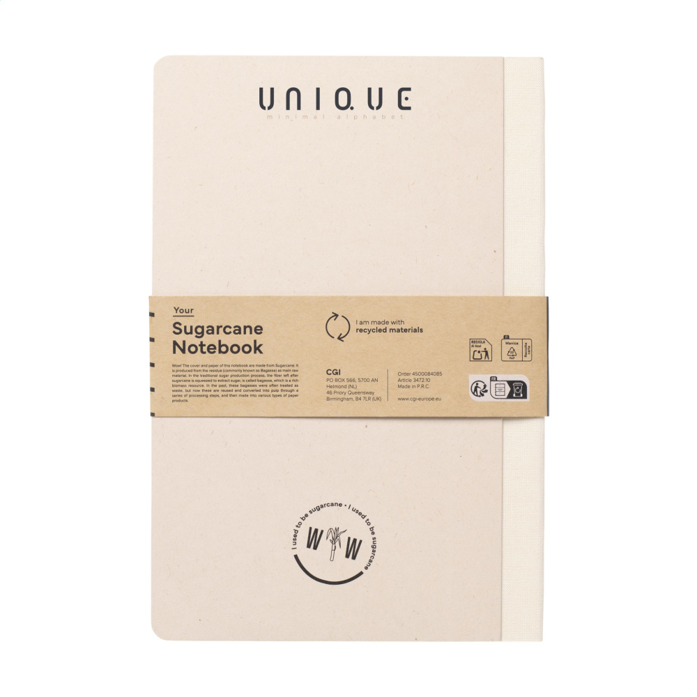 Logotrade promotional giveaway image of: Sugarcane Paper Notebook A5