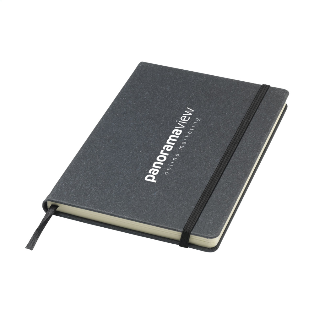 Logo trade promotional merchandise photo of: Montana Recycled Leather Paper Notebook A5