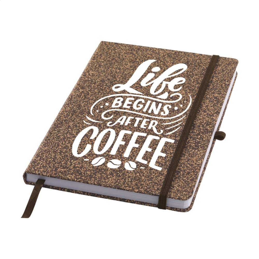 Logo trade promotional merchandise picture of: CoffeeGround Cork Paper Notebook A5