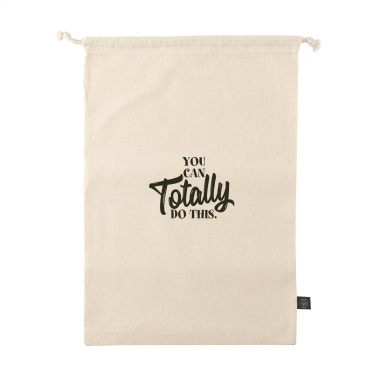 Logotrade business gifts photo of: Gift Pouch Natural GRS Recycled Cotton (150 g/m²) L