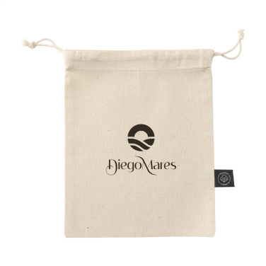 Logo trade corporate gifts picture of: Gift Pouch Natural GRS Recycled Cotton (150 g/m²) S
