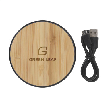 Logo trade promotional merchandise photo of: Bamboo 10W Wireless Charger wireless fast charger
