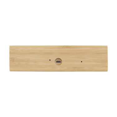 Logotrade promotional giveaway image of: Bamboo Alarm Clock with Wireless Charger