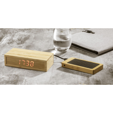 Logotrade promotional merchandise photo of: Bamboo Alarm Clock with Wireless Charger