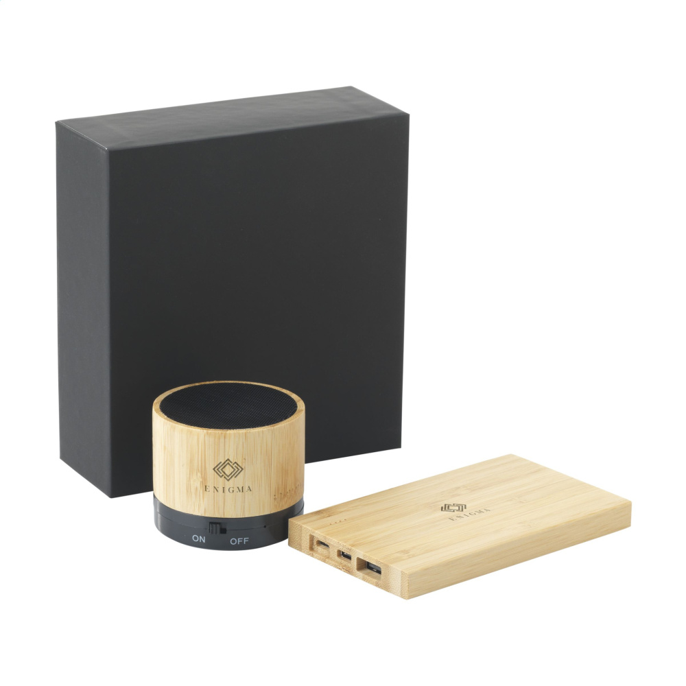 Logotrade promotional merchandise image of: PowerBox Bamboo gift set