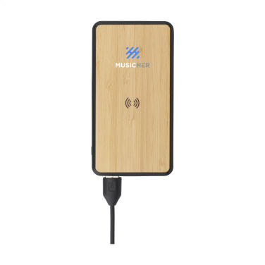 Logotrade promotional merchandise picture of: Boru Bamboo RCS Recycled ABS Powerbank Wireless Charger