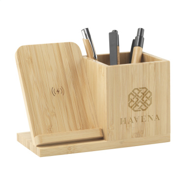 Logotrade promotional merchandise photo of: Bamboo Boss 15W charger/pen holder