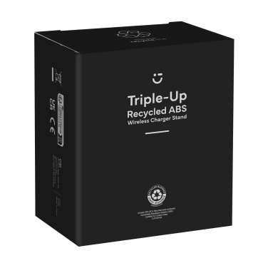 Logo trade promotional products image of: Triple-Up RCS Recycled ABS Wireless Charger Stand