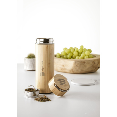 Logo trade promotional merchandise photo of: Nikko 330 ml bamboo thermo bottle/thermo cup
