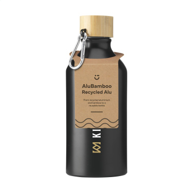 Logotrade business gift image of: AluBamboo GRS Recycled Alu 500 ml water bottle