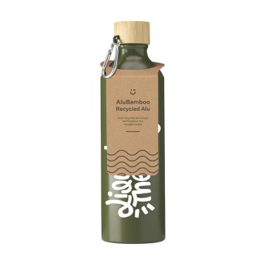 Logotrade business gift image of: AluBamboo GRS Recycled Alu 750 ml water bottle