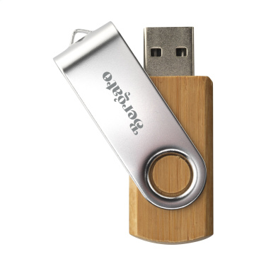 Logo trade promotional merchandise picture of: USB Twist Bamboo 32 GB