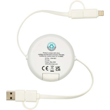 Logotrade promotional giveaway picture of: Chechia 5-in-1 recycled plastic 100 cm retractable data sync and 45W fast charge cable