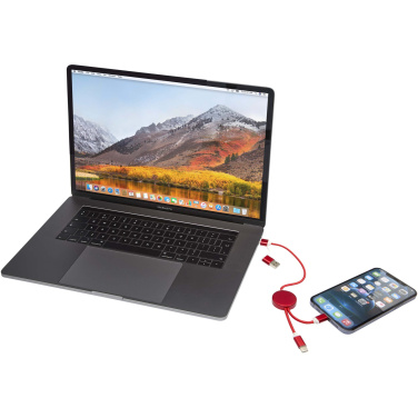 Logo trade promotional giveaways image of: Alasia 5-in-1 recycled aluminium and plastic 30 cm data sync and 27W fast charge cable