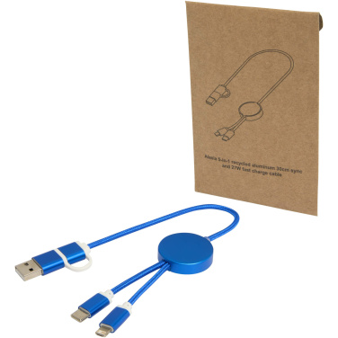 Logo trade promotional products picture of: Alasia 5-in-1 recycled aluminium and plastic 30 cm data sync and 27W fast charge cable