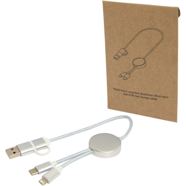 Logotrade corporate gift picture of: Alasia 5-in-1 recycled aluminium and plastic 30 cm data sync and 27W fast charge cable