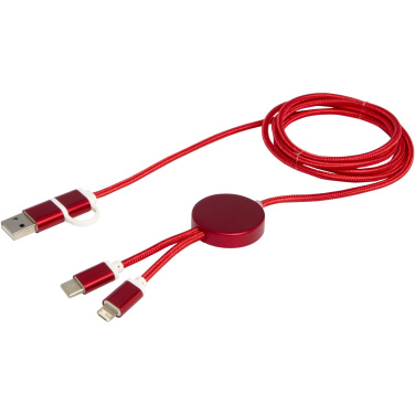 Logotrade business gift image of: Alasia 5-in-1 recycled aluminium and plastic 150 cm data sync and 27W fast charge cable