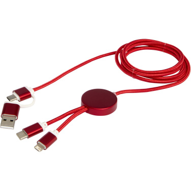 Logo trade promotional products image of: Alasia 5-in-1 recycled aluminium and plastic 150 cm data sync and 27W fast charge cable