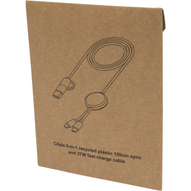 Logotrade advertising products photo of: Citala 5-in-1 recycled plastic 150 cm data sync and 27W fast charge cable