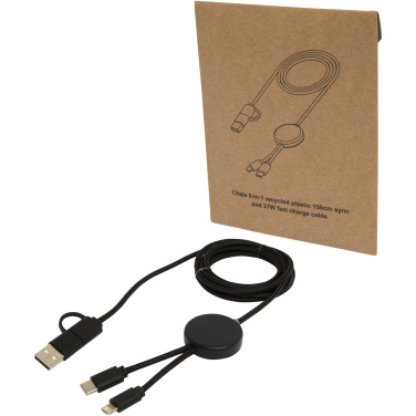 Logotrade promotional gift picture of: Citala 5-in-1 recycled plastic 150 cm data sync and 27W fast charge cable