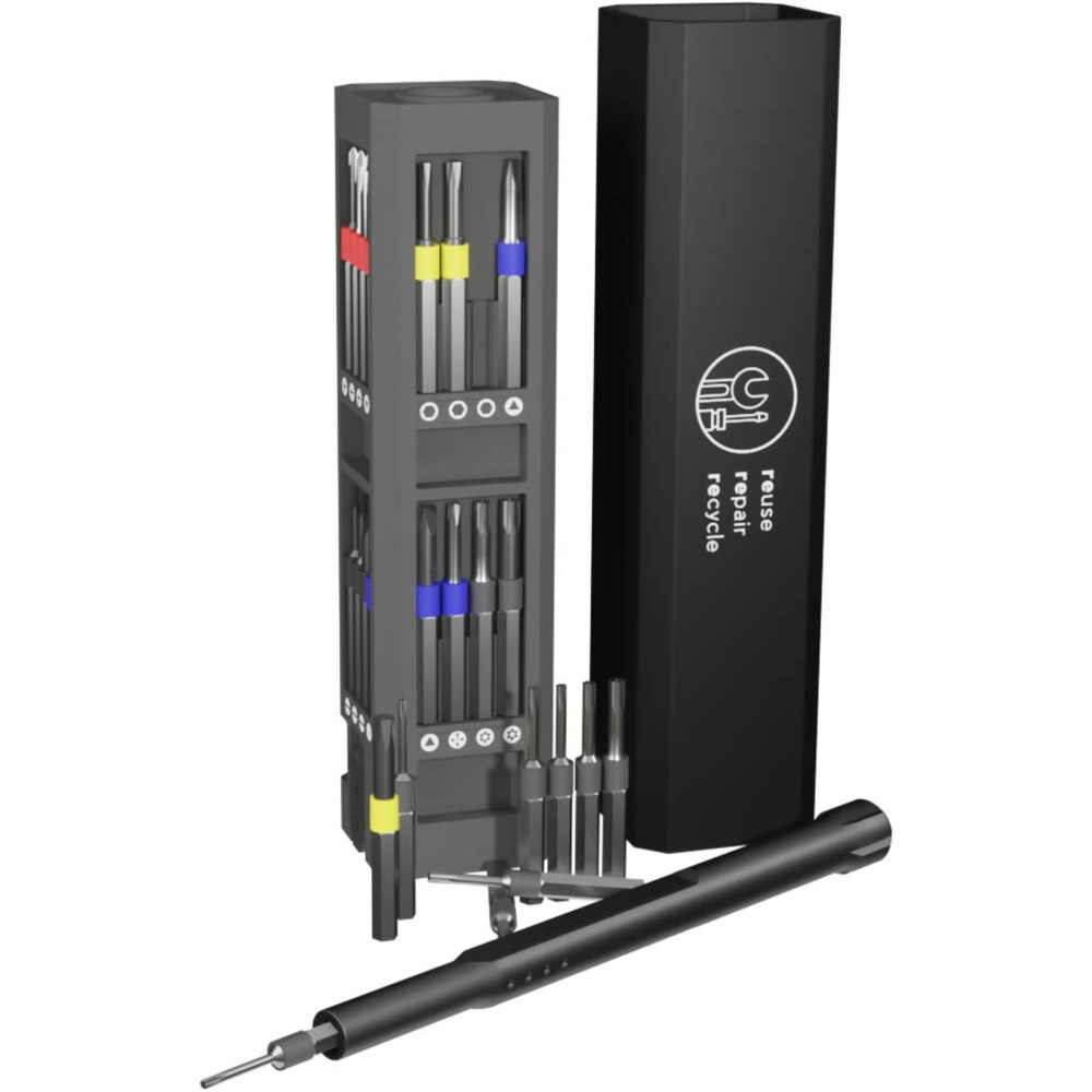 Logo trade promotional giveaways image of: SCX.design T20 30-piece screwdriver and repair set in aluminium case