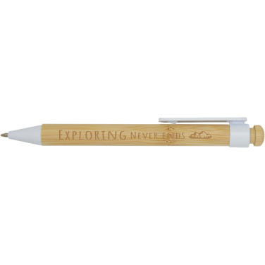 Logo trade promotional items picture of: Rattan bamboo and recycled plastic ballpoint pen (black ink)