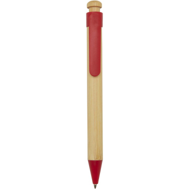 Logotrade advertising products photo of: Rattan bamboo and recycled plastic ballpoint pen (black ink)
