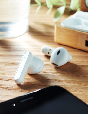 Logo trade business gift photo of: TWS earbuds in bamboo case