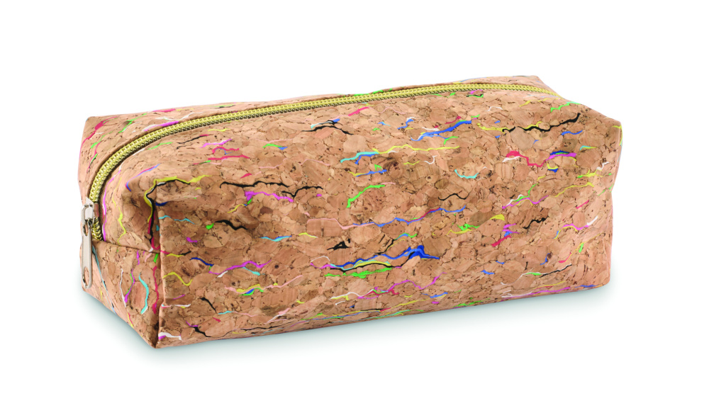 Logo trade corporate gifts image of: Coloured cork pencil case