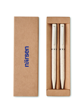 Logotrade promotional products photo of: Wheat straw/ABS twist pen set